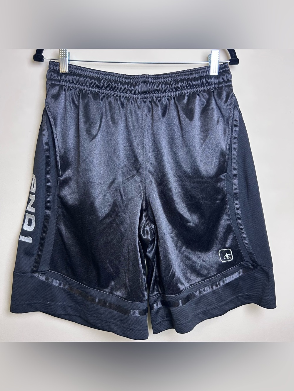 AND1 Mens Basketball Shorts Size M Black Shiny Athletic Gym Hoops NWOT